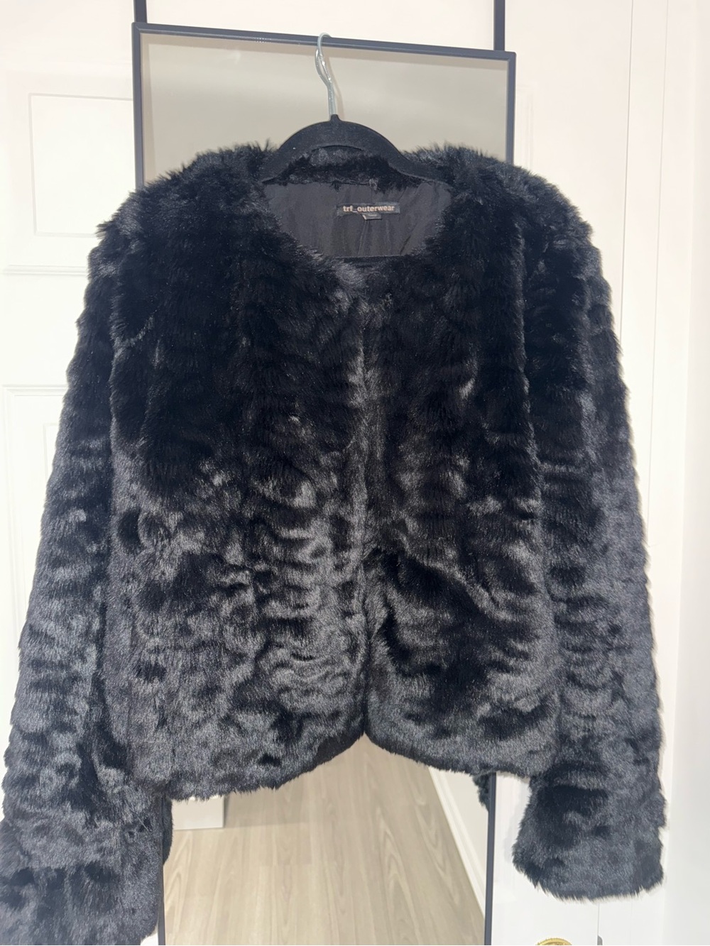 Zara TRF Outerwear Black Faux Fur Jacket